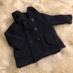 •BABY GAP• Navy button up chunky knit sweater